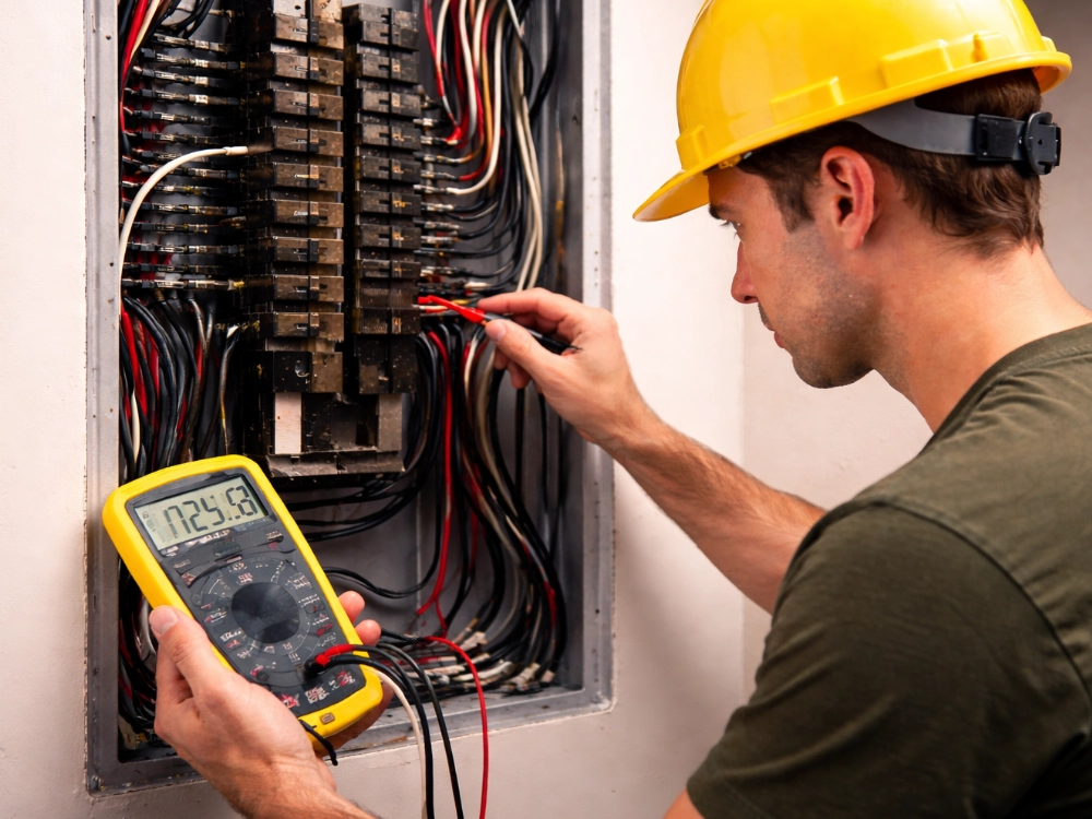 Electrician Troubleshooting Residential Electrical Issues